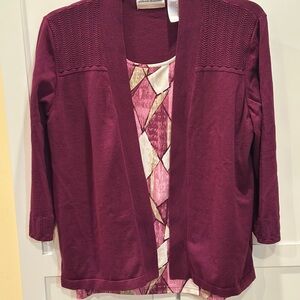 Alfred Dunner 1X blouse with attached Knit Cardigan